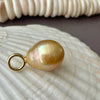 15.5 x 19mm South Sea drop pearl pendant on 14K yellow gold big bail