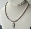 OPULENT SILVER AND GOLD 16" VINTAGE KESHI PEARL NECKLACE
