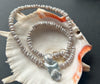 OPULENT SILVER AND GOLD 16" VINTAGE KESHI PEARL NECKLACE