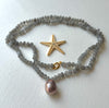 MOONSTONE NATURAL COLOR LARGE KASUMI PEARL 22" NECKLACE WITH GOLD VERMEIL