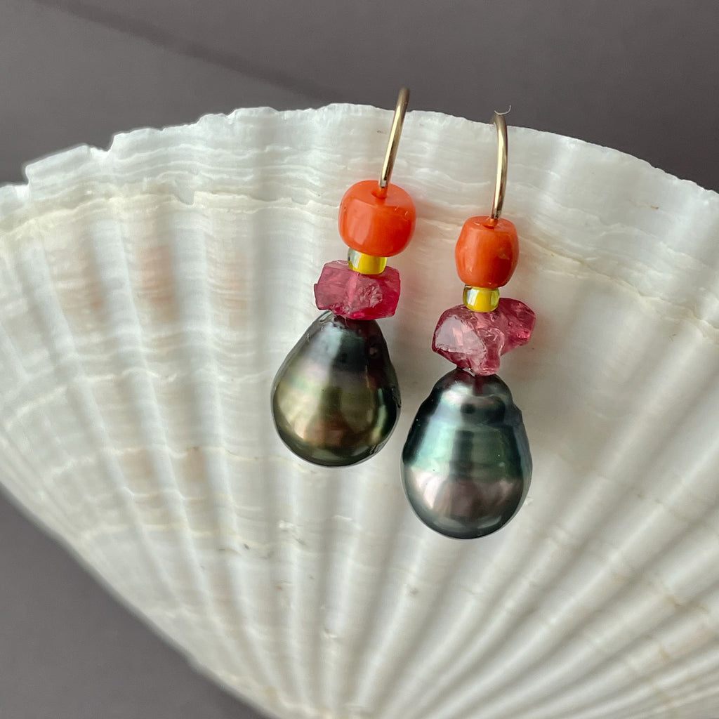 color play Tahitian pearl Summer earrings