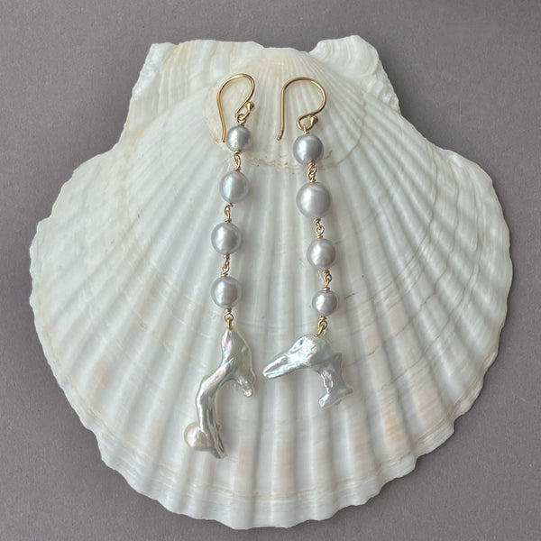 silver nature cascade earrings