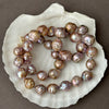 deeply rippled mauve Japan Kasumi pearl necklace