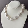 giant white flame pearl choker length necklace