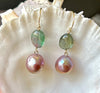 SPRING PINK AND TURQUOISE KASUMI PEARL EARRINGS IN 14K GOLD