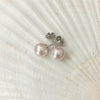 white pearl stud earrings in 7.5-8mm