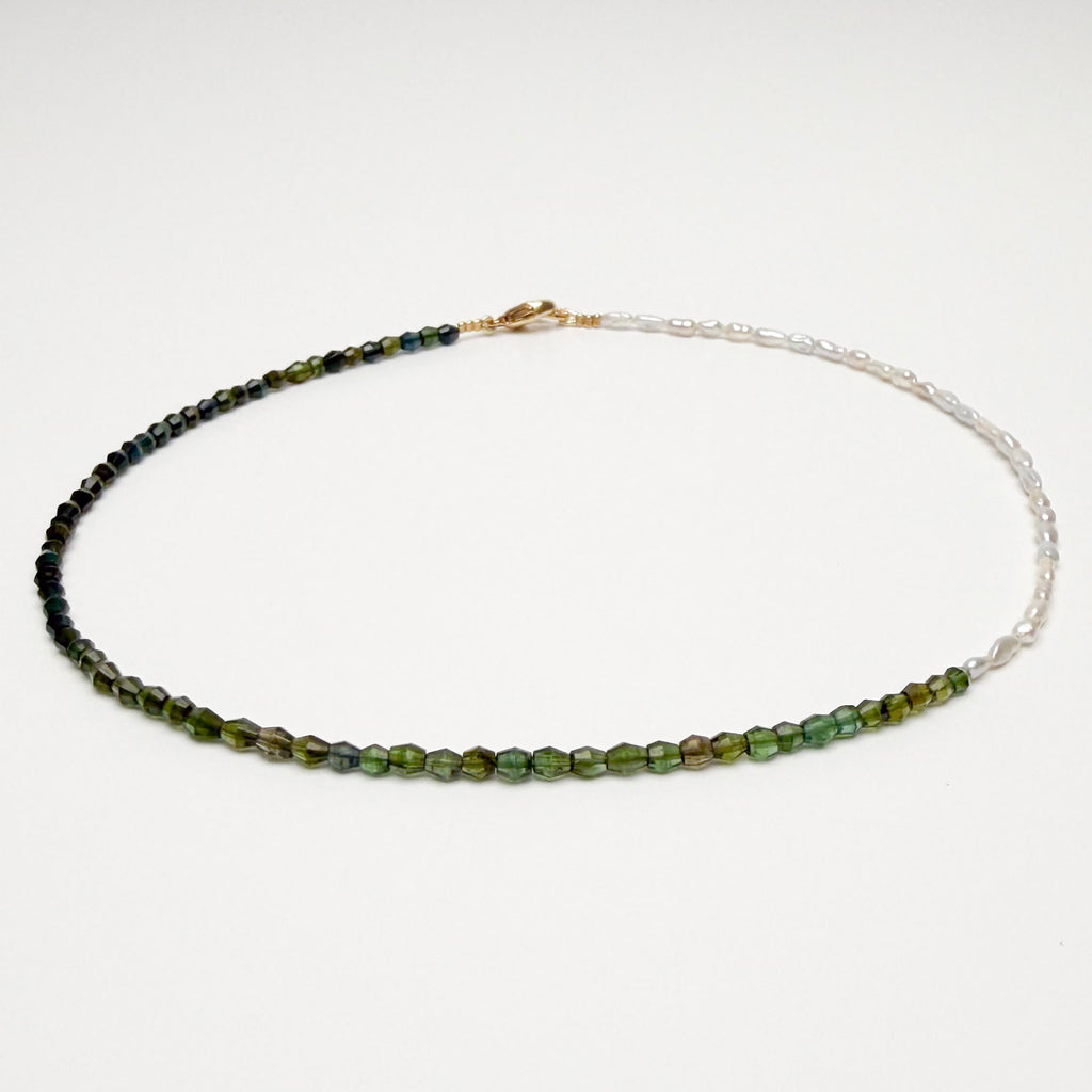 draker green tourmaline and tiny keshi pearl necklace #1– Kojima Pearl