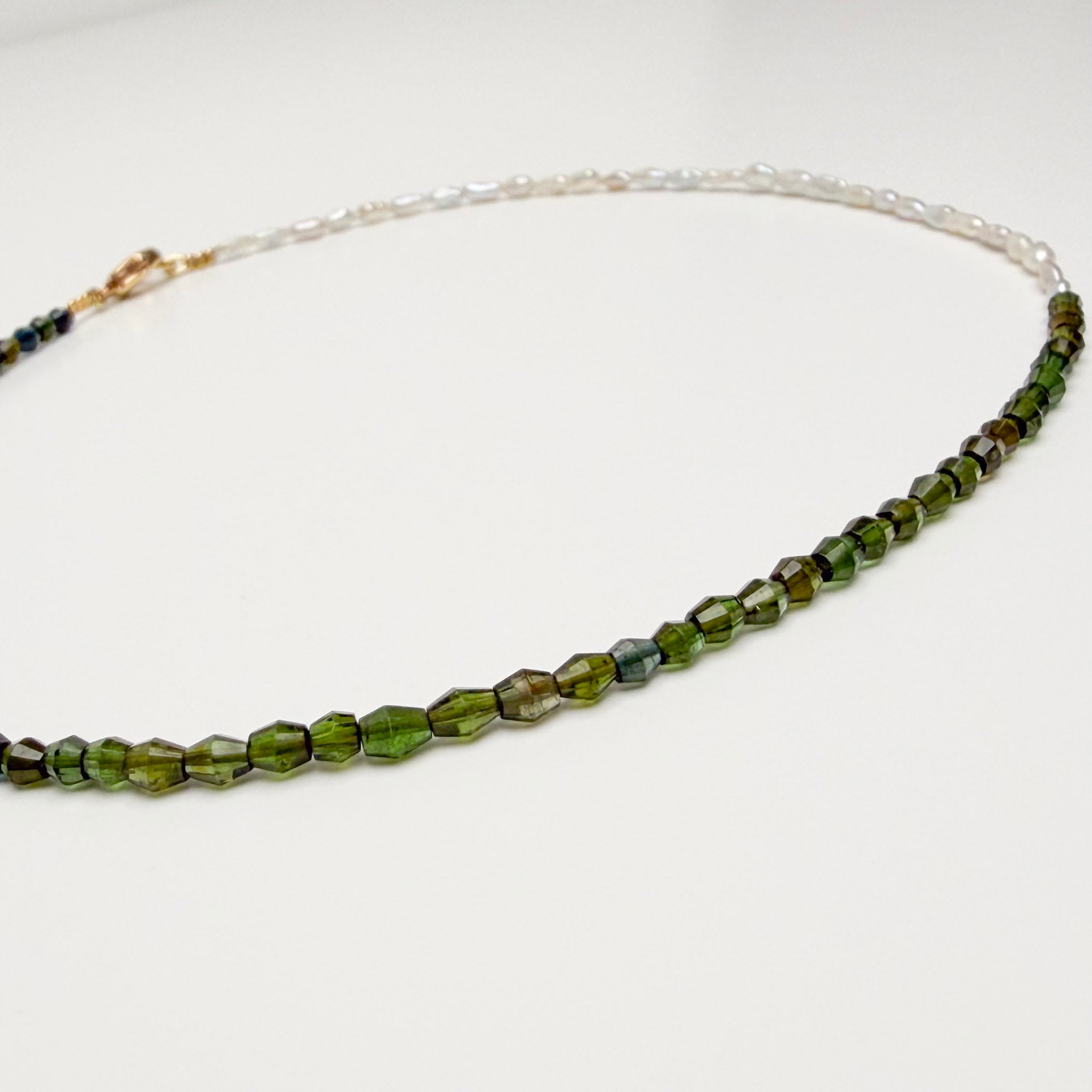 draker green tourmaline and tiny keshi pearl necklace #1– Kojima Pearl