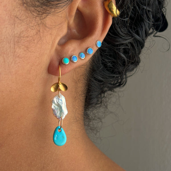 turquoise long drop petal earrings