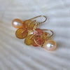 tourmaline wheels with peach drop pearl "peek a boo" earrings