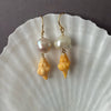 Japan Kasumi baroque pearls and tiny sea shell earrings