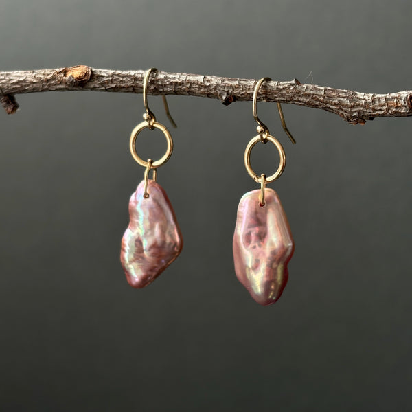 rainbow keshi pearl dangle earrings #1
