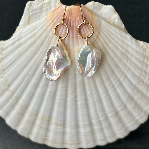 the great white fresh water keshi pearl earrings
