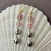 Fancy color Tahitian keshi pearl and African glass earrings