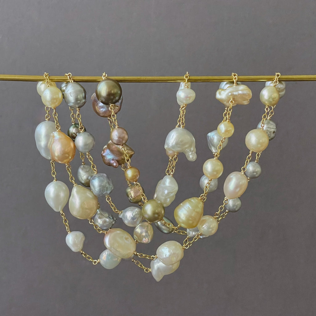 super subtle ombre of baroque pearl wrap necklace
