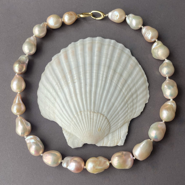 elegant baroque fresh water pearls on 14K yellow gold clasp