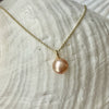 11mm metallic luster soft apricot color Japan Kasumi pearl pendant necklace
