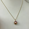13.5mm coppery purple near round Japan Kasumi pearl pendant necklace