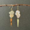 featherweight freshwater keshi and gold dagger earrings in 14K gold