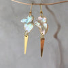 featherweight freshwater keshi and gold dagger earrings in 14K gold