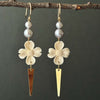 DOGWOOD BONE CARVING EARRINGS WITH SILVER FRESH WATER PEARLS #3