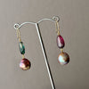 two tone tourmaline and Japan Kasumi pearl earrings