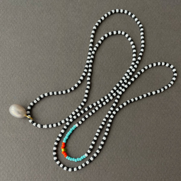 18K PEARL DROP ON SEED BEAD PLAY NECKLACE #6