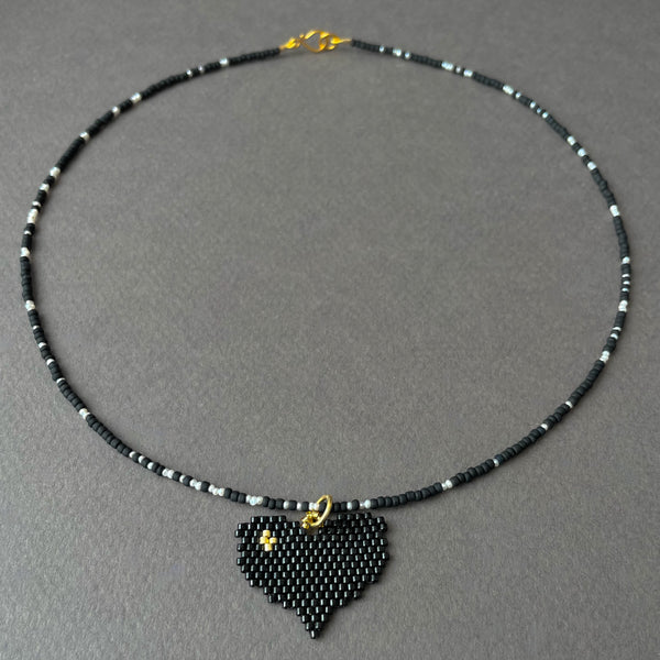 light in the heart seed bead and pearl necklace