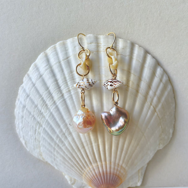 mixed pearl play long earrings