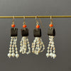 LEATHER AND CORAL PEARL HOOPED DANGLE EARRINGS