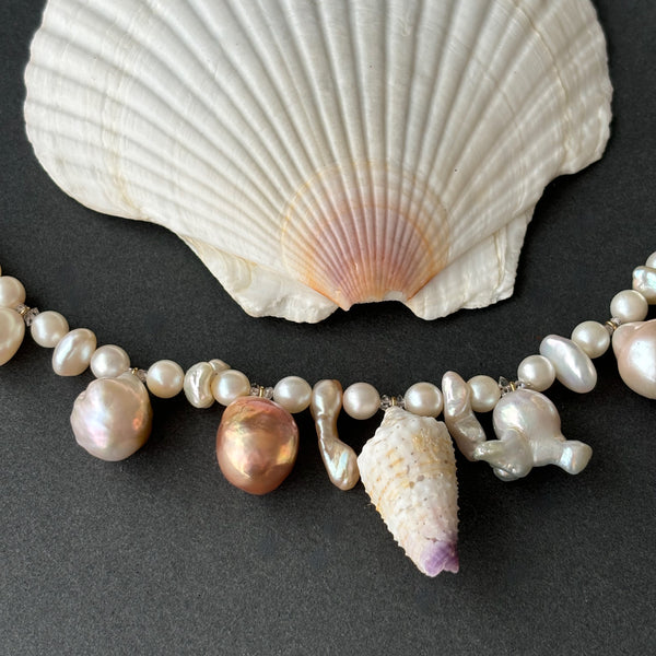 Japan Akoya and a whole lot of pearl and shell love necklace