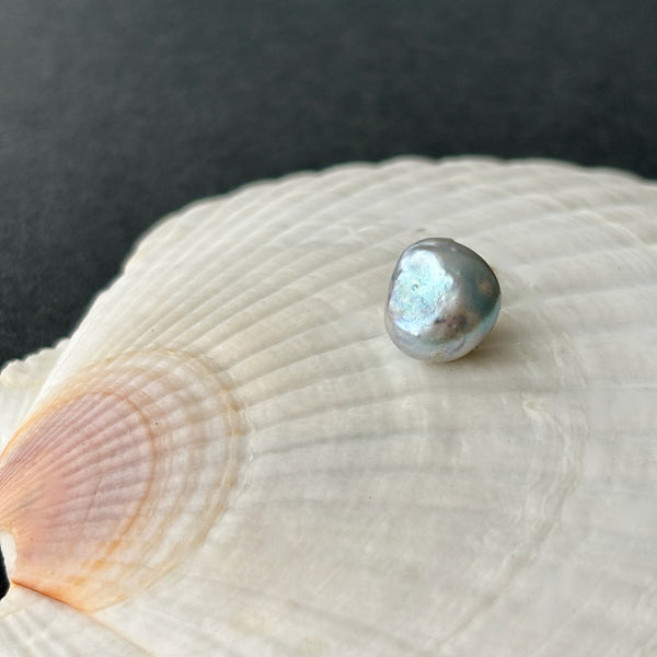 funky silver blue japan akoya baroque pearl brooch