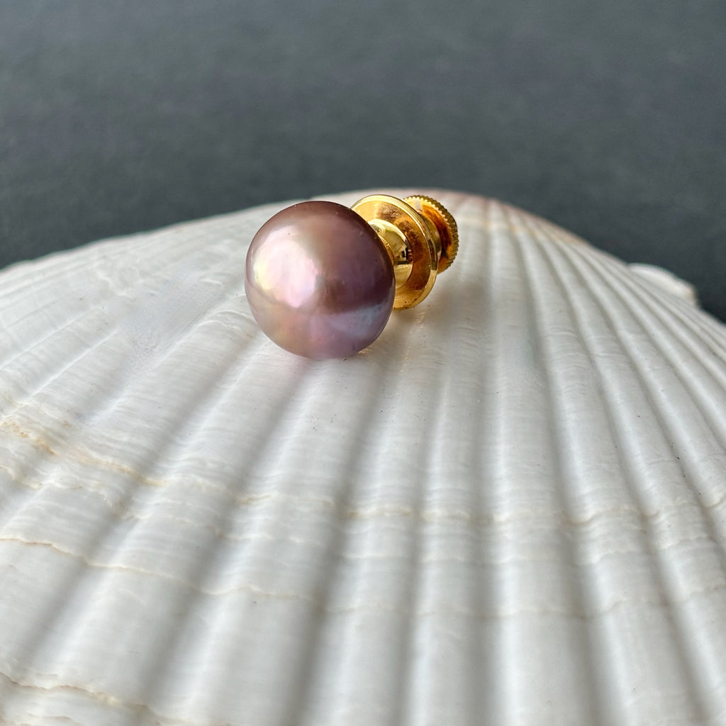 smooth  surface Japan Kasumi deep lavender pearl brooch