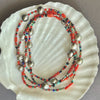 coral and mixed treasure bead & Tahitian pearl rope
