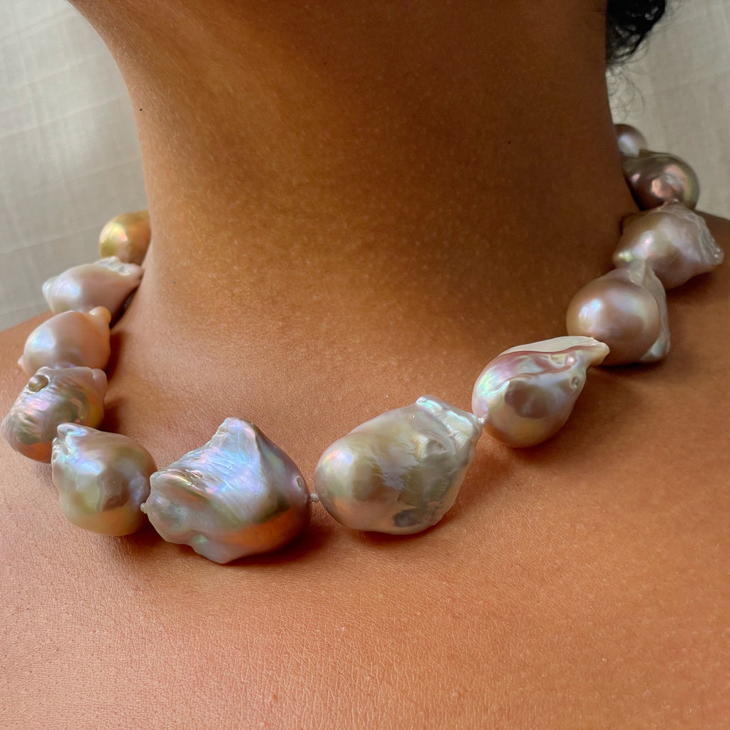 giant natural color flame ball pearl necklace