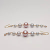 4" long earrings with silver and pink pearls 
