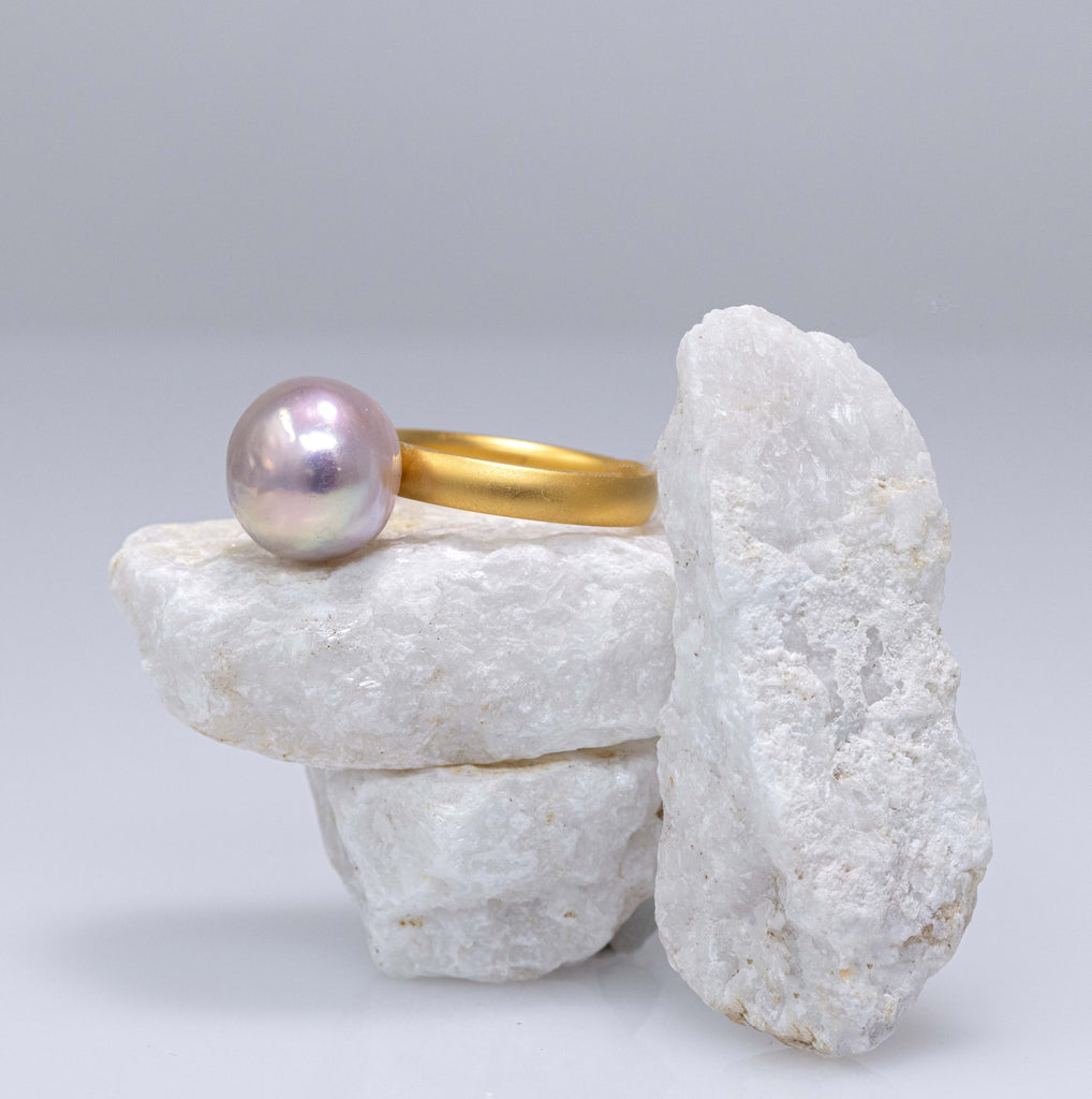 Champagne ripple Chinese Freshwater pearl ring-1