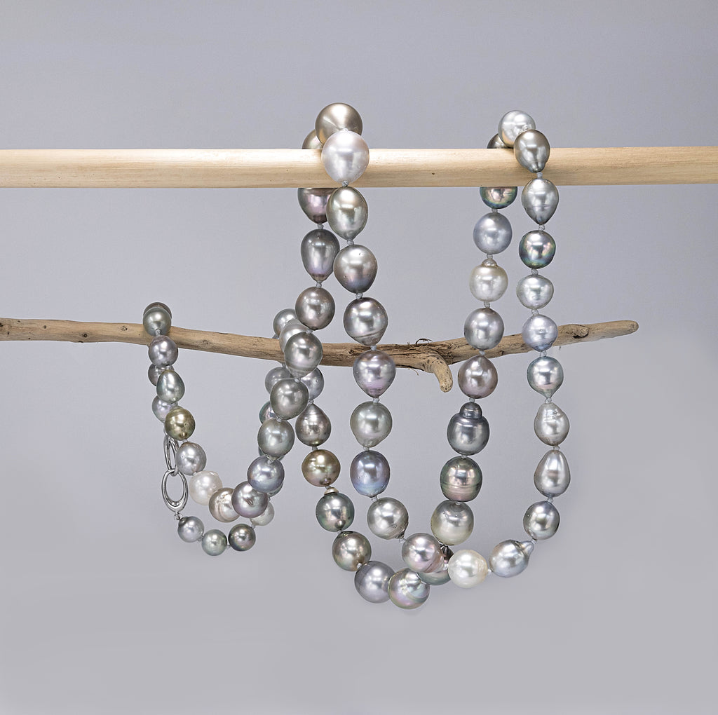 Silver Drops Tahitian pearl rope necklace-2