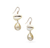 Summer Fun Golden South Sea Baroque pearl earrings with Yellow Cowry Shells