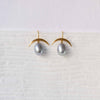 Crescent Moon Silver Chinese Freshwater drop Pearl Earrings