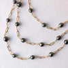 Very Long Aubergine Drops Tahitian Pearl Paperclip Chain Necklace