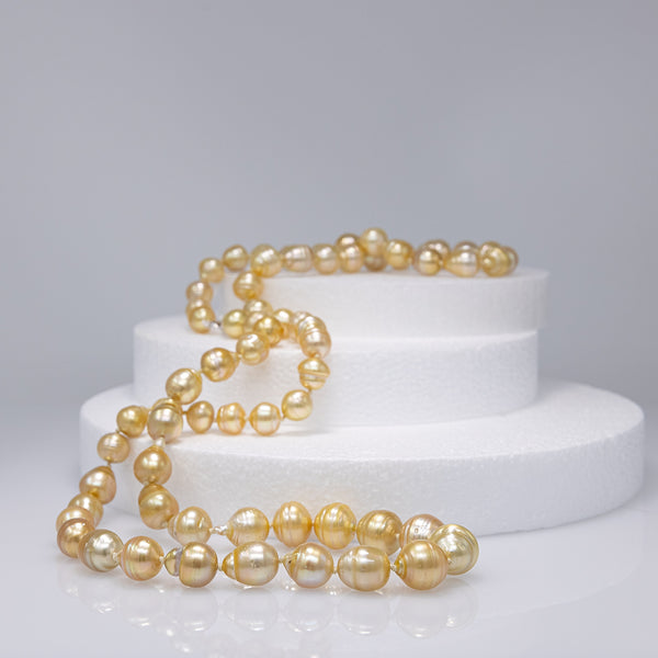 Moonlight Champagne Golden South Sea pearl necklace rope-2