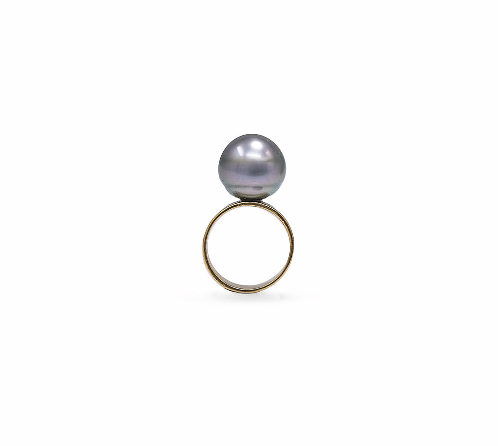 ✓ Cherry Gray Tahitian pearl ring