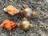 two tone Japan Kasumi golden pearl and shell earrings