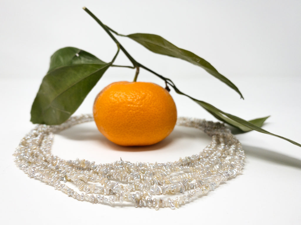 Akoya keshi pearl torsade necklace with fantastic vintage clasp