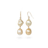 Double Shine Baroque Golden South Sea drop earrings