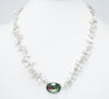 Chinese freshwater keshi and abalone with quartz necklace