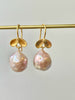 petal earrings with pink Japan Kasumi pearls