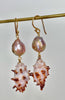 Japan Kasumi purple drop pearls and spiky seashell earrings