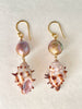 Japan Kasumi purple drop pearls and spiky seashell earrings
